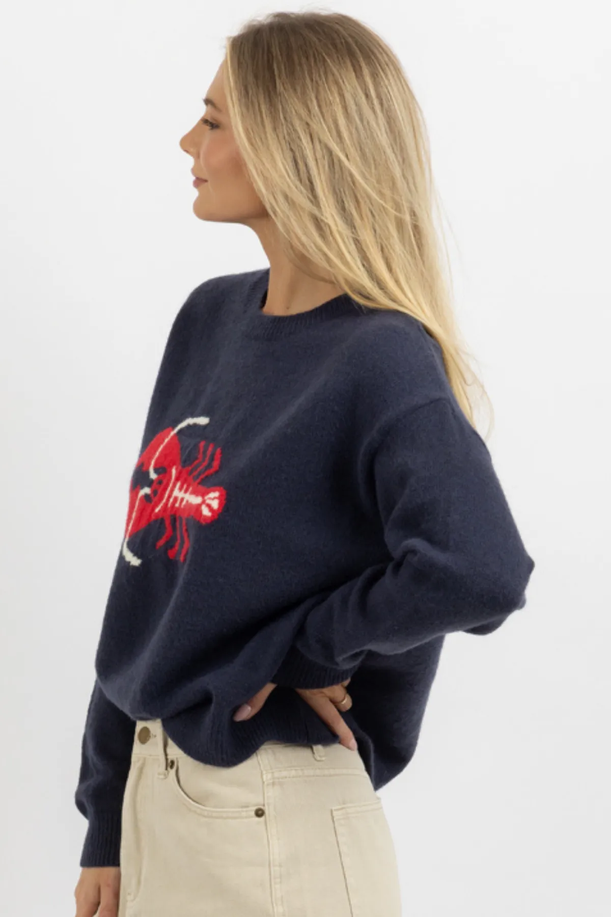 MAINE LOBSTER NAVY SWEATER