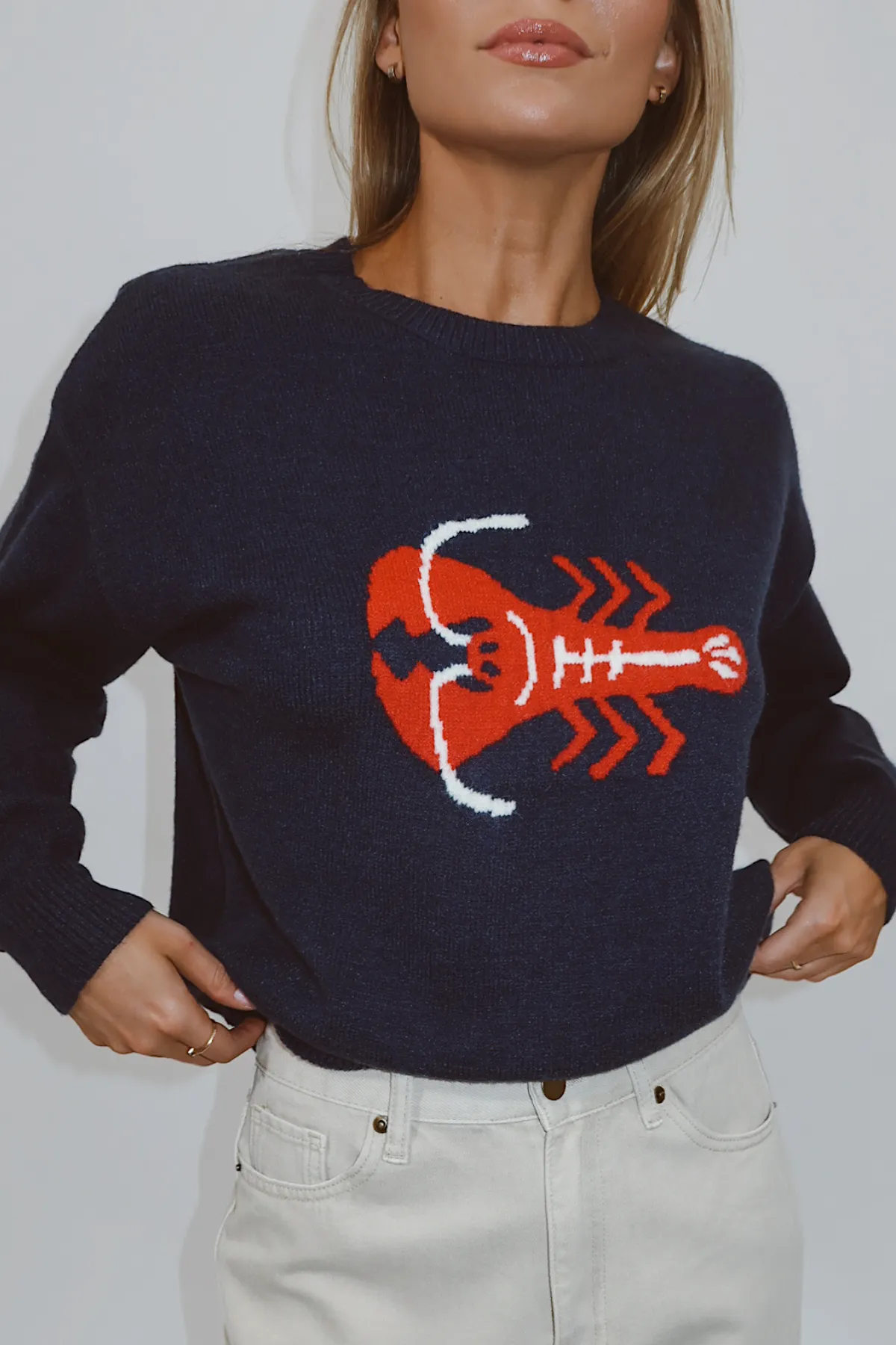 MAINE LOBSTER NAVY SWEATER