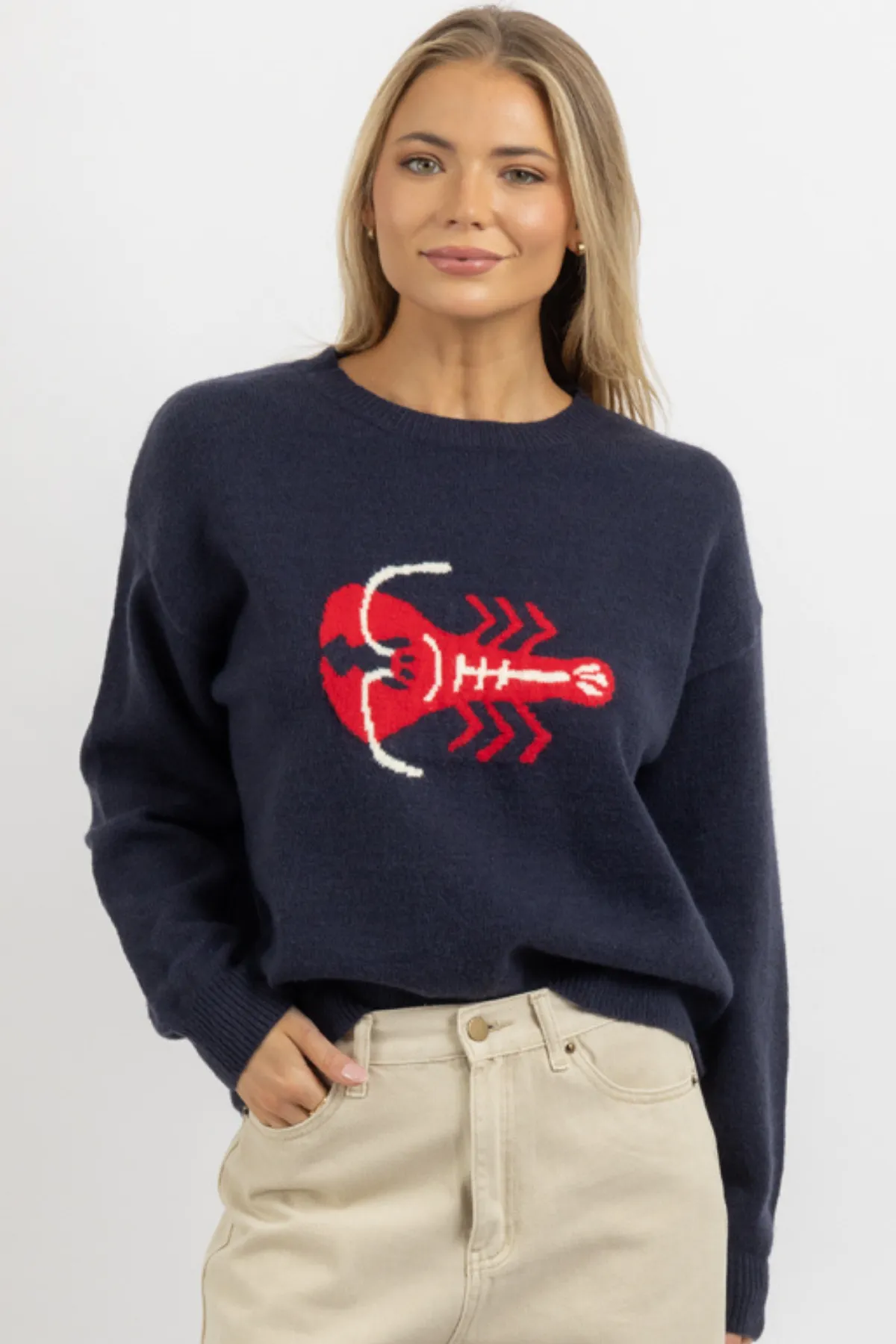 MAINE LOBSTER NAVY SWEATER