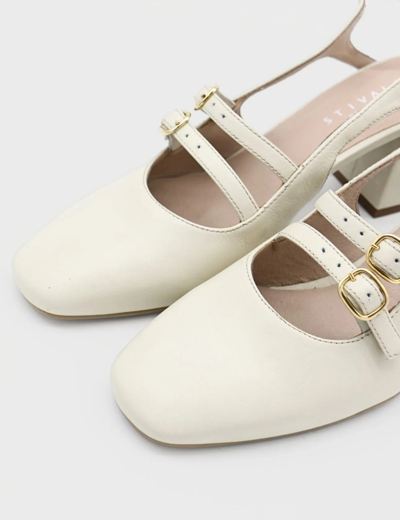 Marie mary janes in off white leather womens shoes