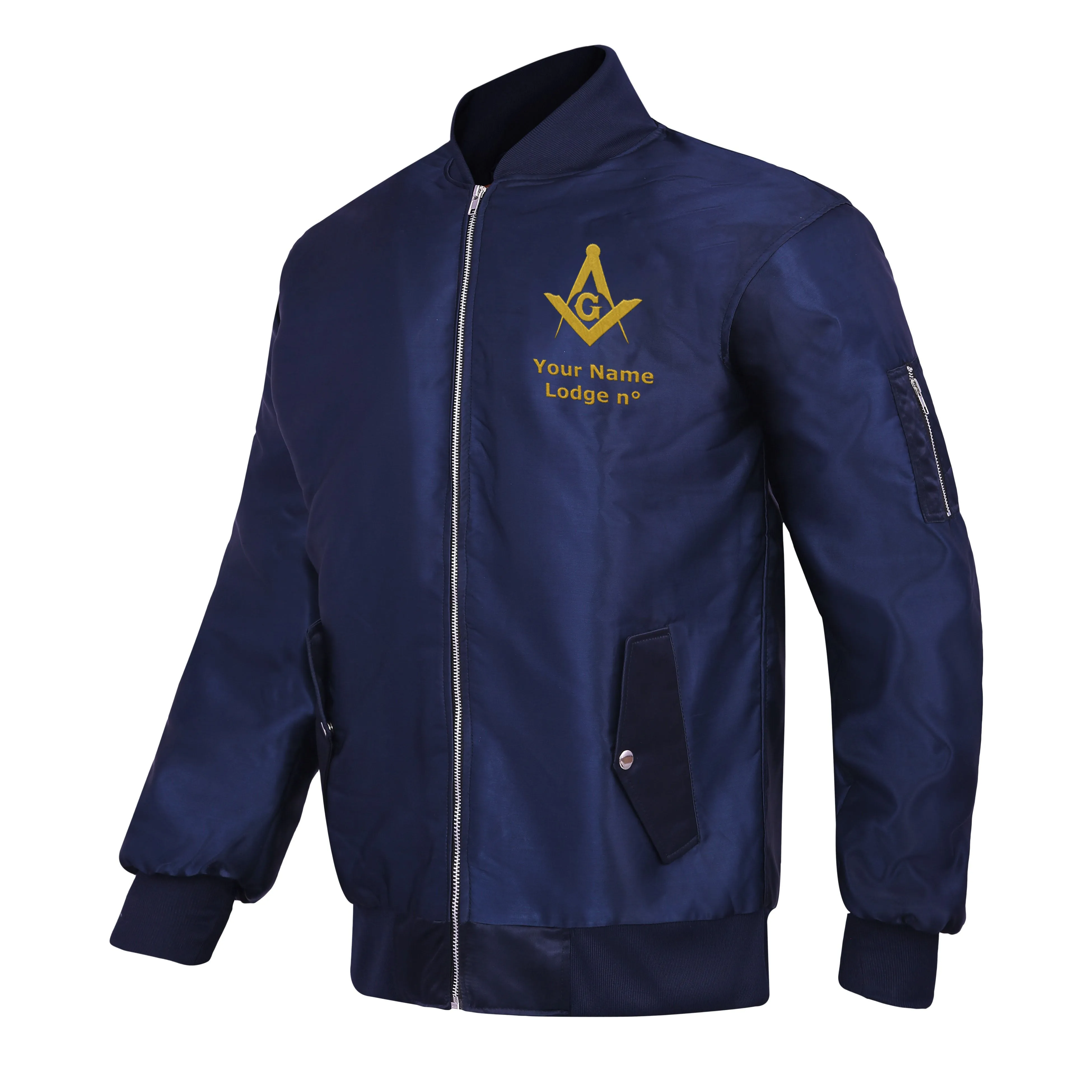 Master Mason Blue Lodge Jacket -  Nylon Blue Color With Gold Embroidery