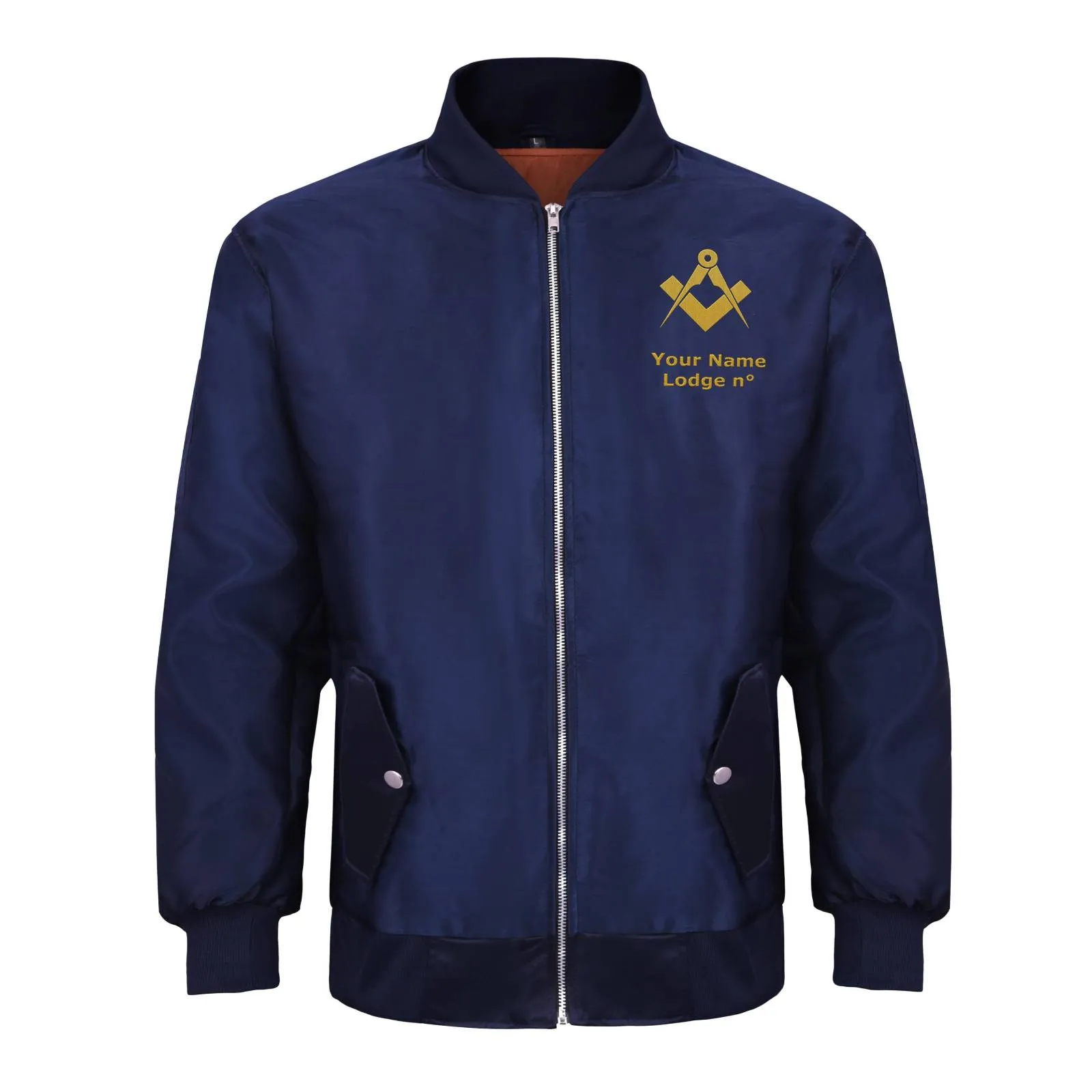 Master Mason Blue Lodge Jacket -  Nylon Blue Color With Gold Embroidery