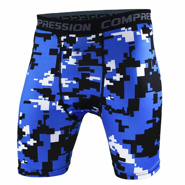 Mens Compression Shorts 2016 Summer Camouflage Bermuda Shorts Fitness Men Cossfit Bodybuilding Tights Camo Shorts