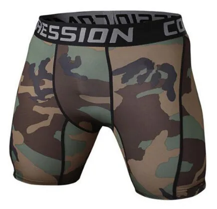 Mens Compression Shorts 2016 Summer Camouflage Bermuda Shorts Fitness Men Cossfit Bodybuilding Tights Camo Shorts