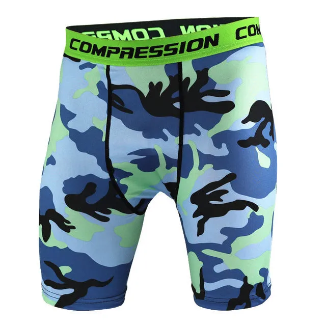 Mens Compression Shorts 2016 Summer Camouflage Bermuda Shorts Fitness Men Cossfit Bodybuilding Tights Camo Shorts