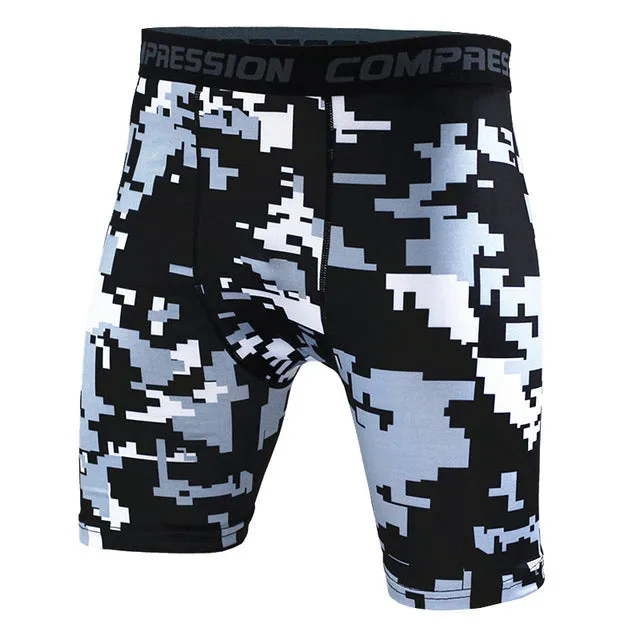 Mens Compression Shorts 2016 Summer Camouflage Bermuda Shorts Fitness Men Cossfit Bodybuilding Tights Camo Shorts