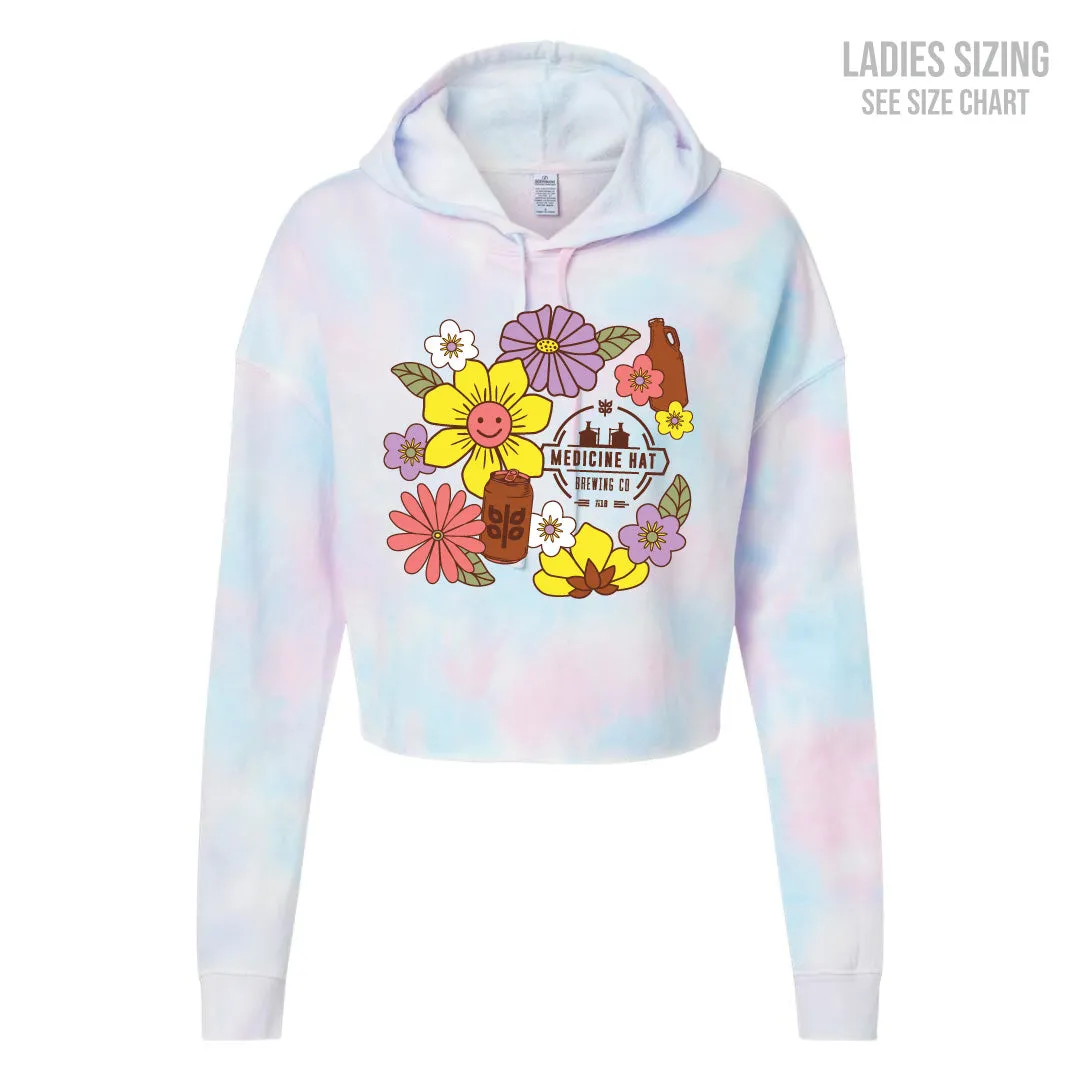 MH Brewing Co. Ladies Flower Cropped Tie Dye Hoodie (MHBT003-AFX64CRP)