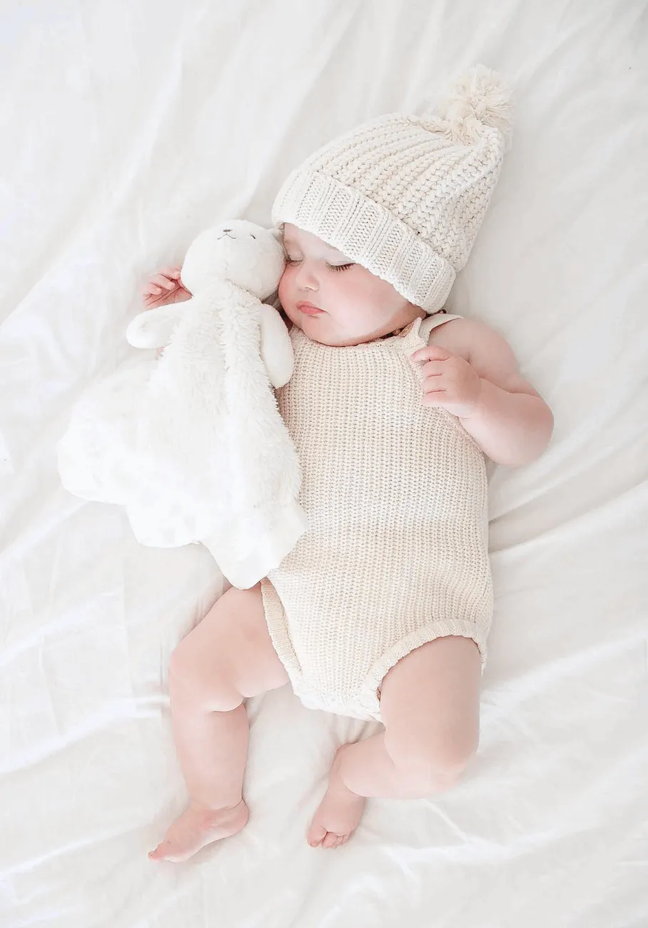 Miann & Co Baby - Chunky Knit Strap Bodysuit - Frost