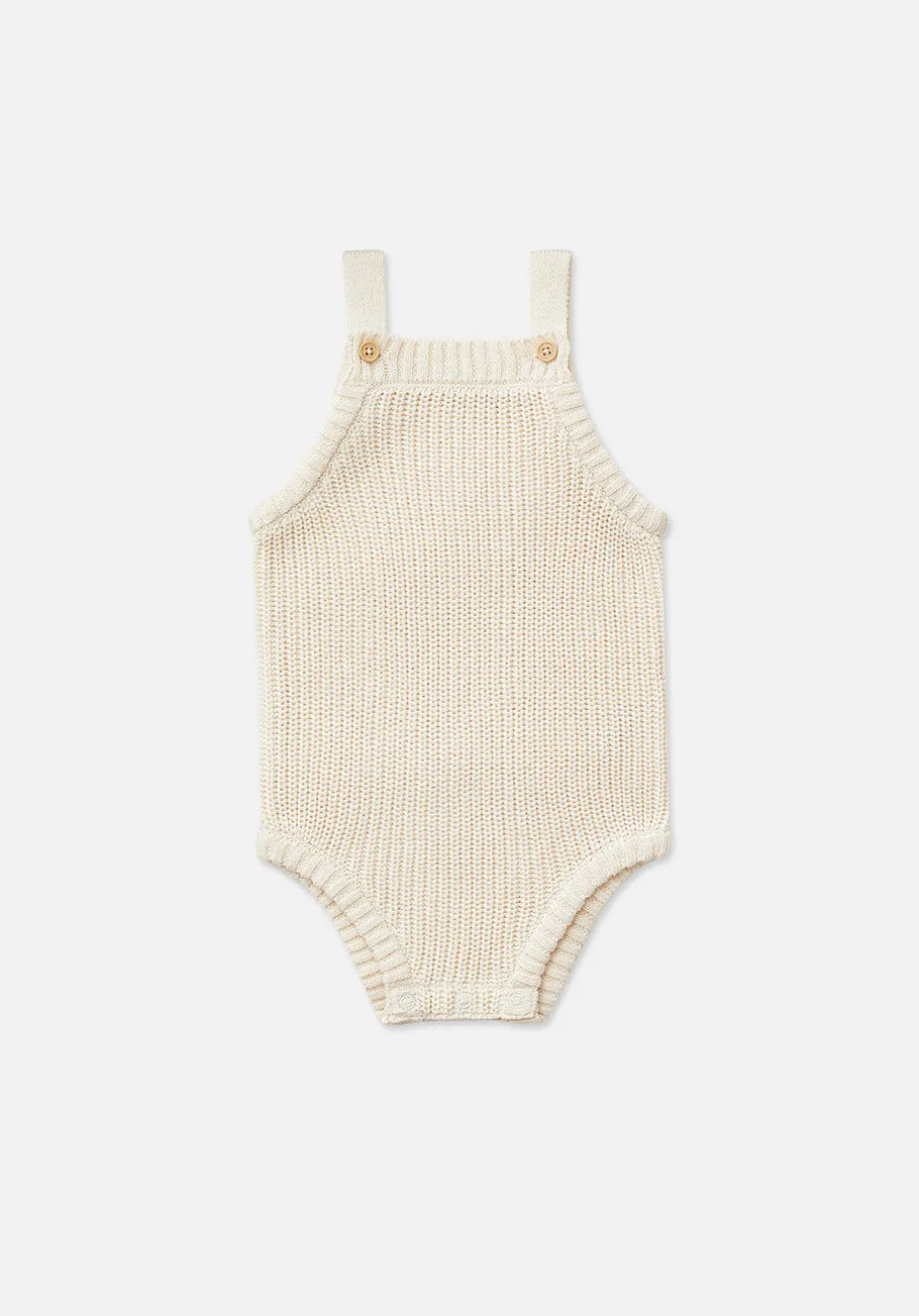 Miann & Co Baby - Chunky Knit Strap Bodysuit - Frost