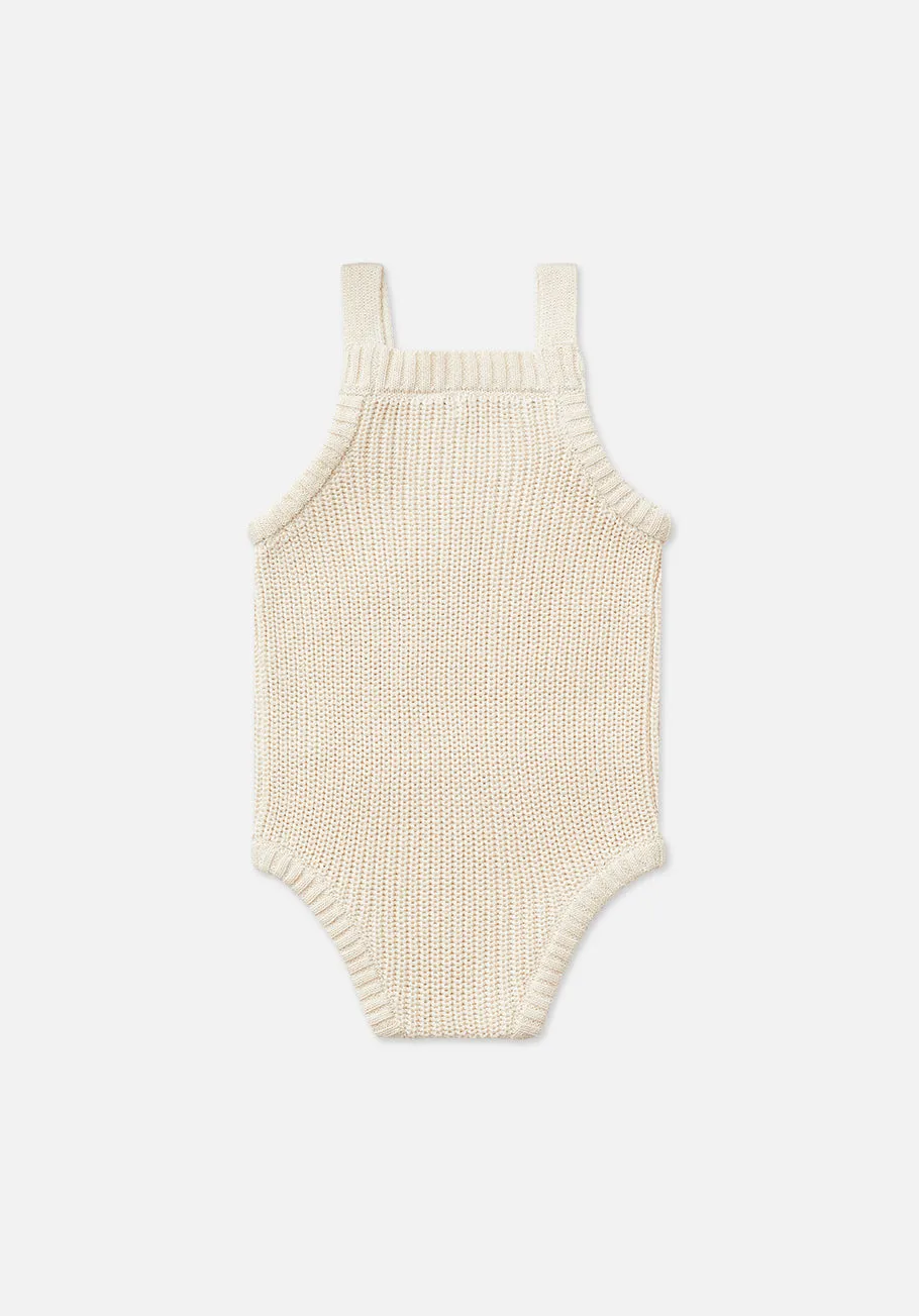 Miann & Co Baby - Chunky Knit Strap Bodysuit - Frost