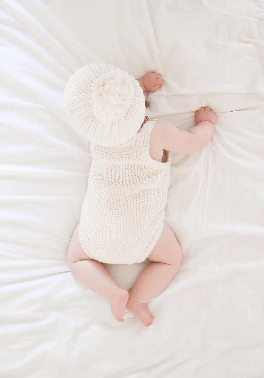 Miann & Co Baby - Chunky Knit Strap Bodysuit - Frost