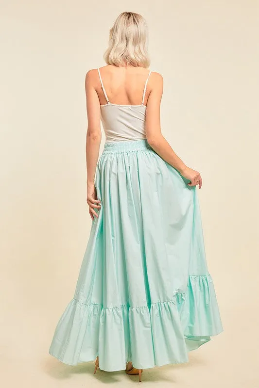 Mint Pocketed Flared Maxi Skirt