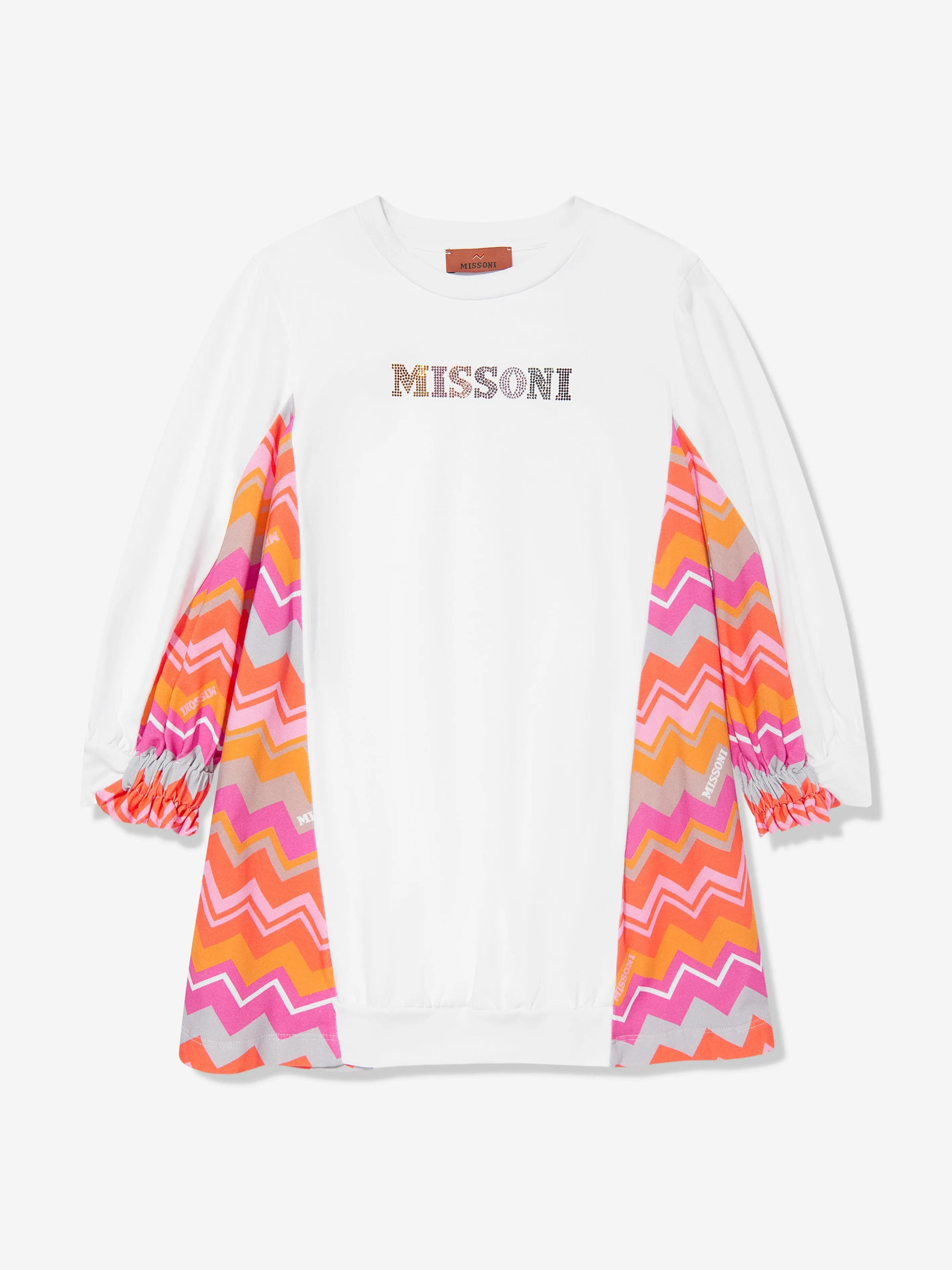 Missoni Girls Zigzag Logo Sweater Dress in White