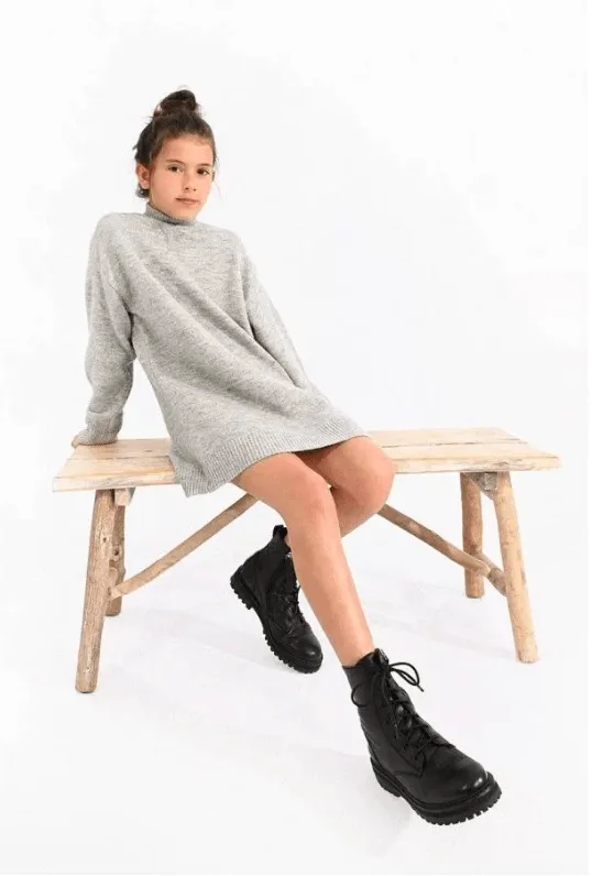 Molly Bracken Soft Knit Sweater Dress in Ash Grey