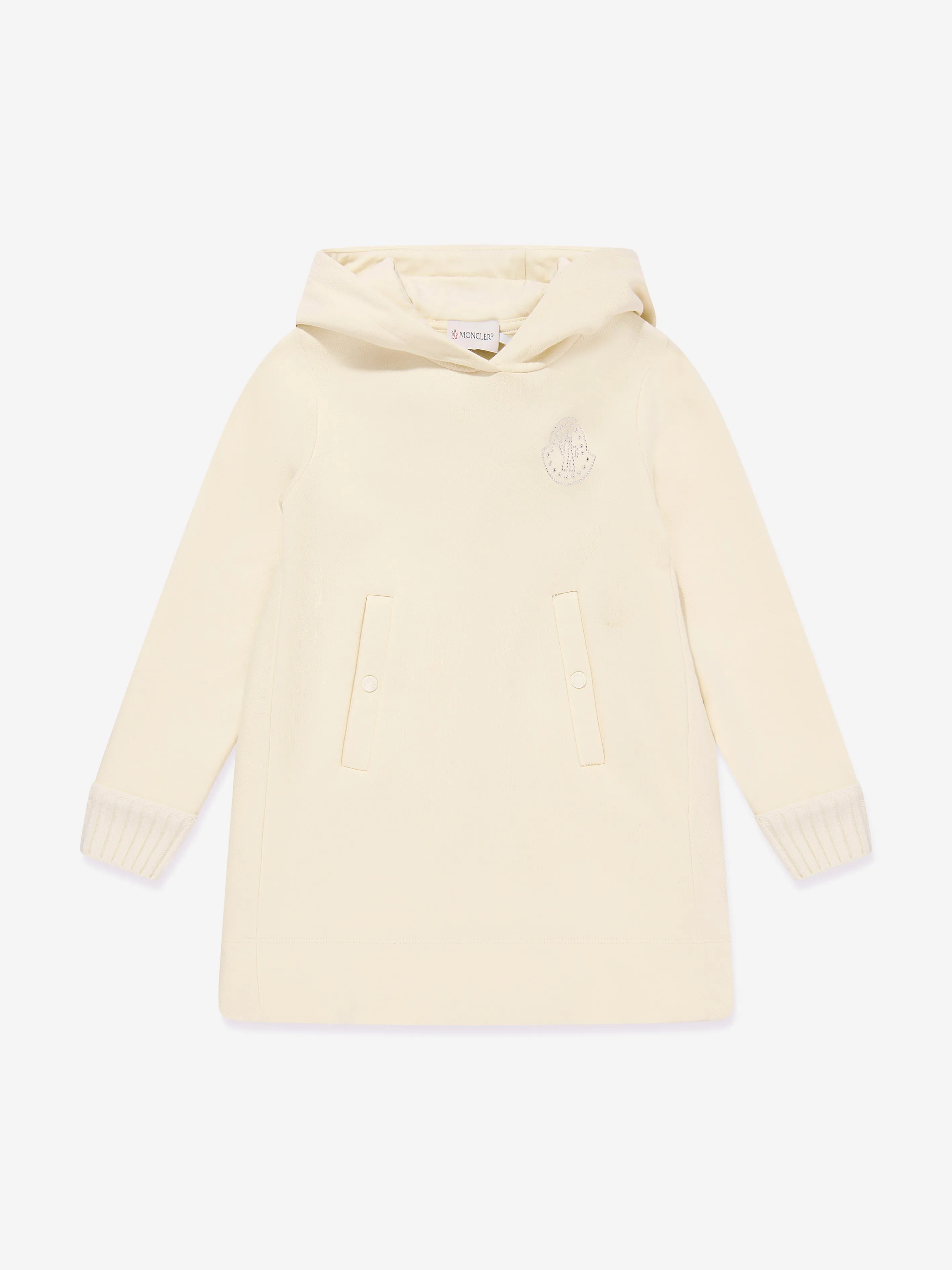 Moncler Enfant Girls Hooded Sweater Dress in Ivory