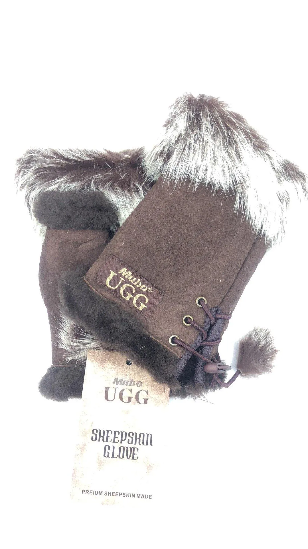 Mubo UGG Genuine Sheepskin Fingerless Glove SH001 Size M