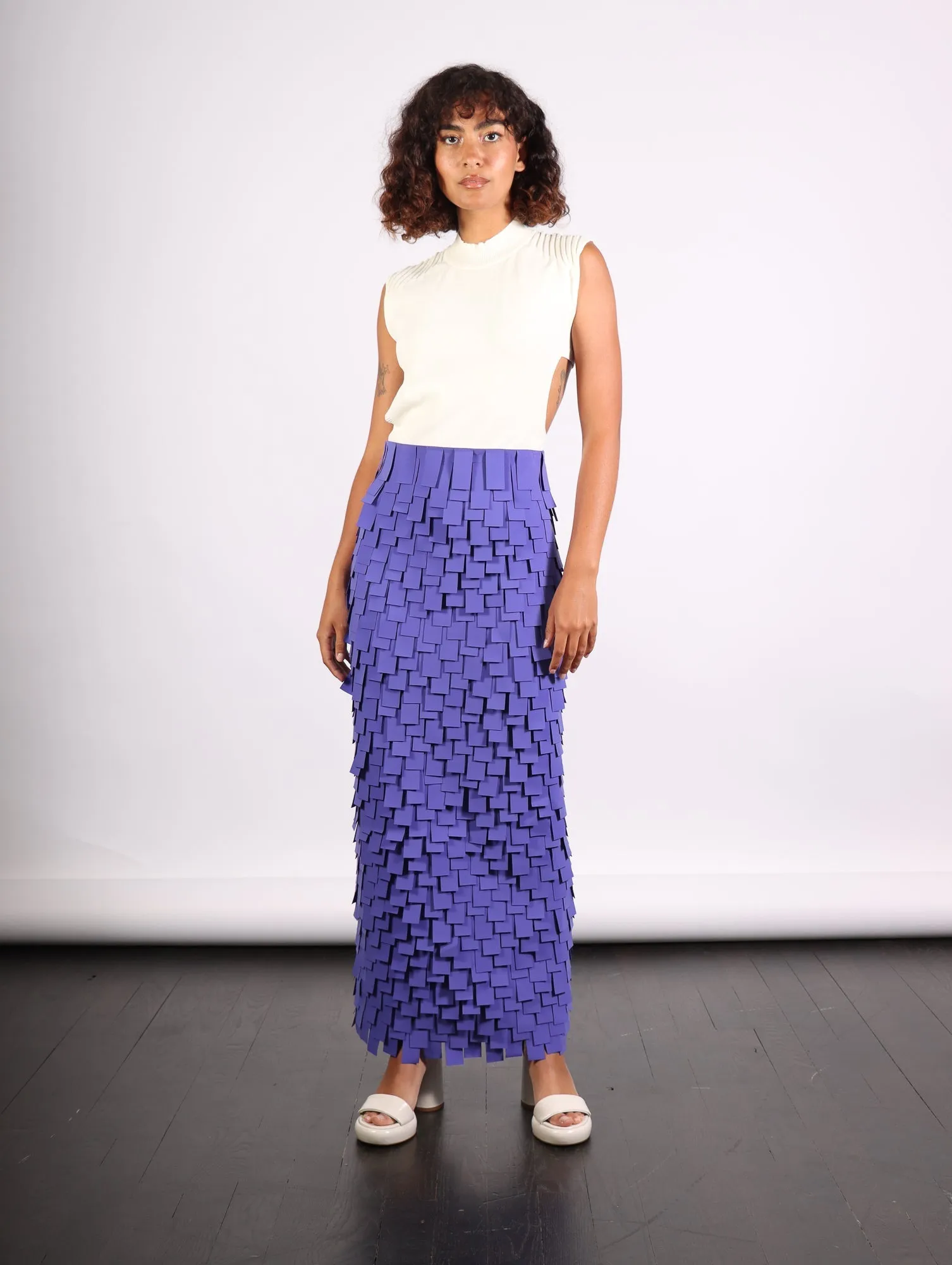 Multi Rectangle Skirt in Purple by A.W.A.K.E. Mode