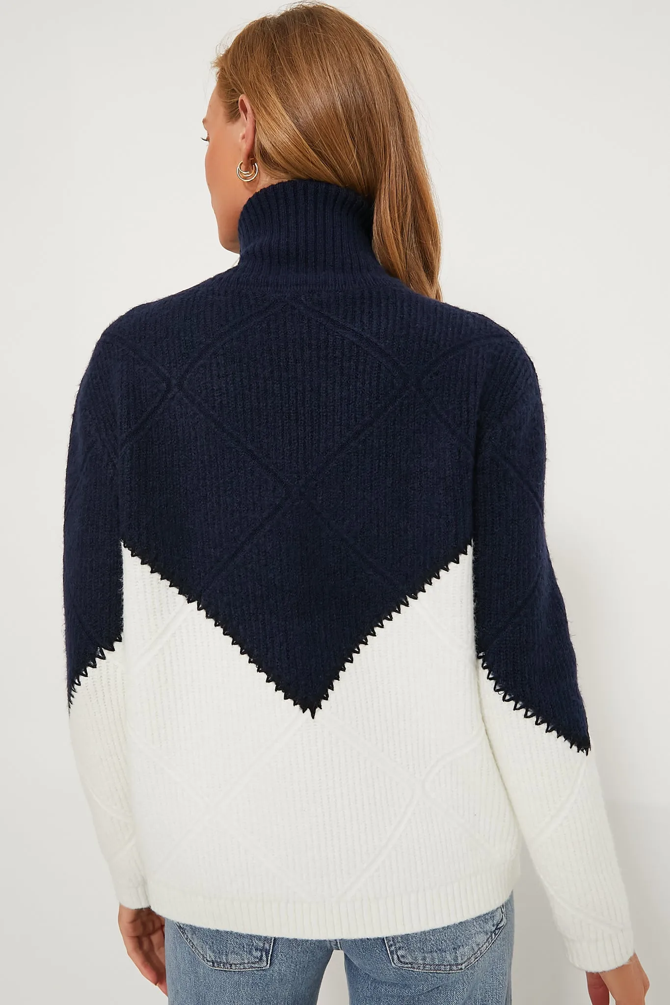 Navy & Cream Diamond Demi Turtleneck