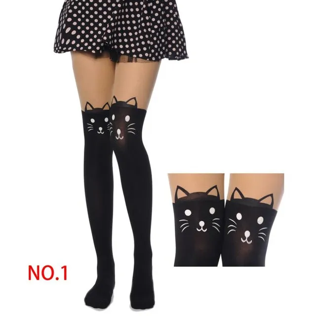 New Sexy Girl's Pantyhose Design Pattern Printed Tattoo Stockings Cat shape 20 Style Sheer Pantyhose Mock Stockings Tights  90cm