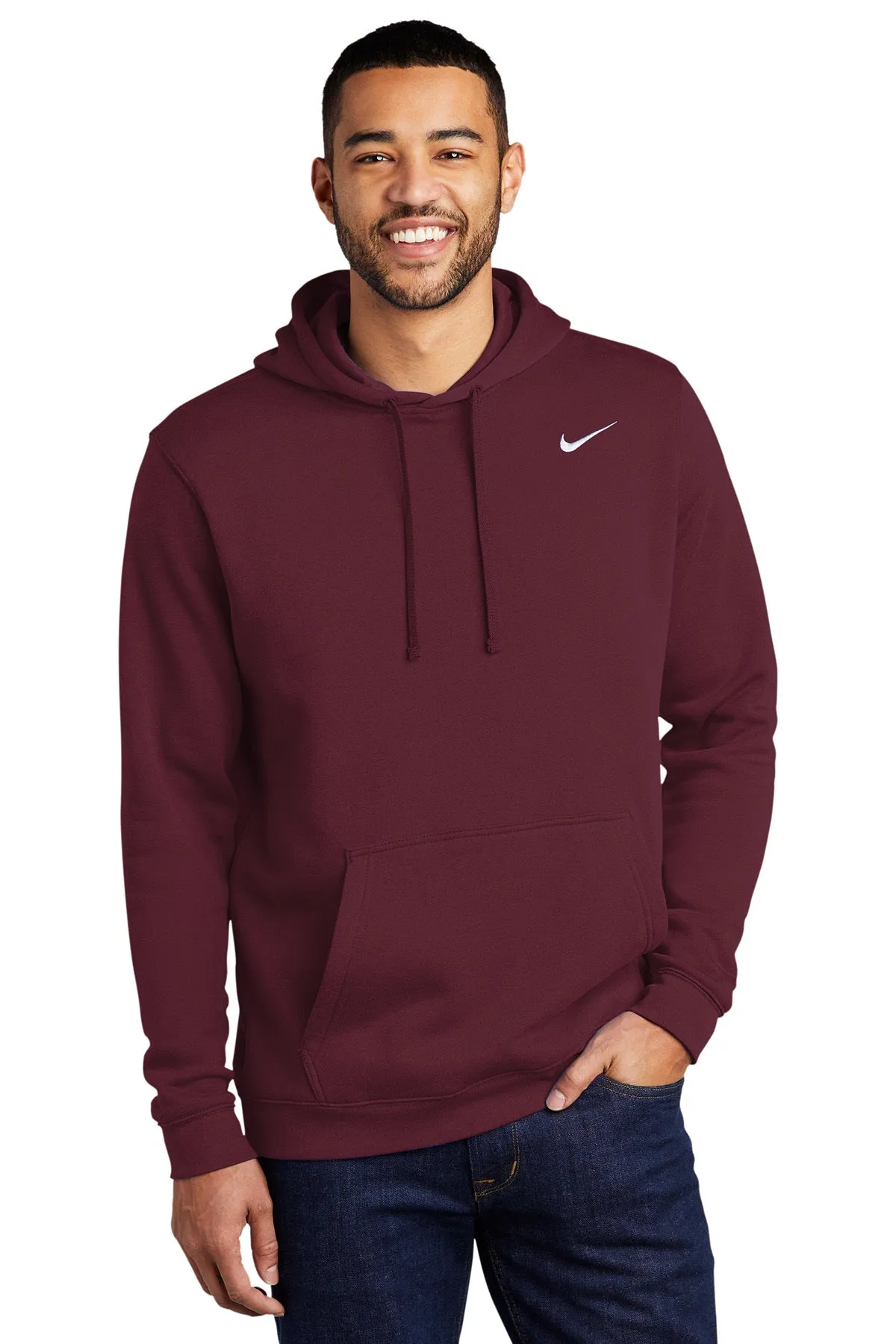 Nike Club Fleece Customized Hoodies, Dark Maroon