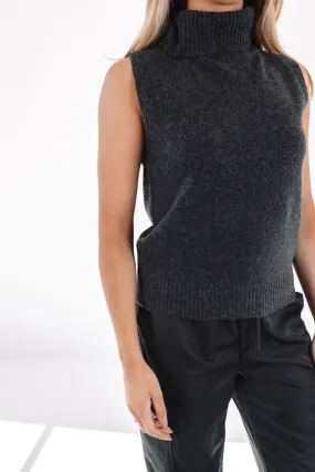 Off To Vermont Sweater Tank - Charcoal