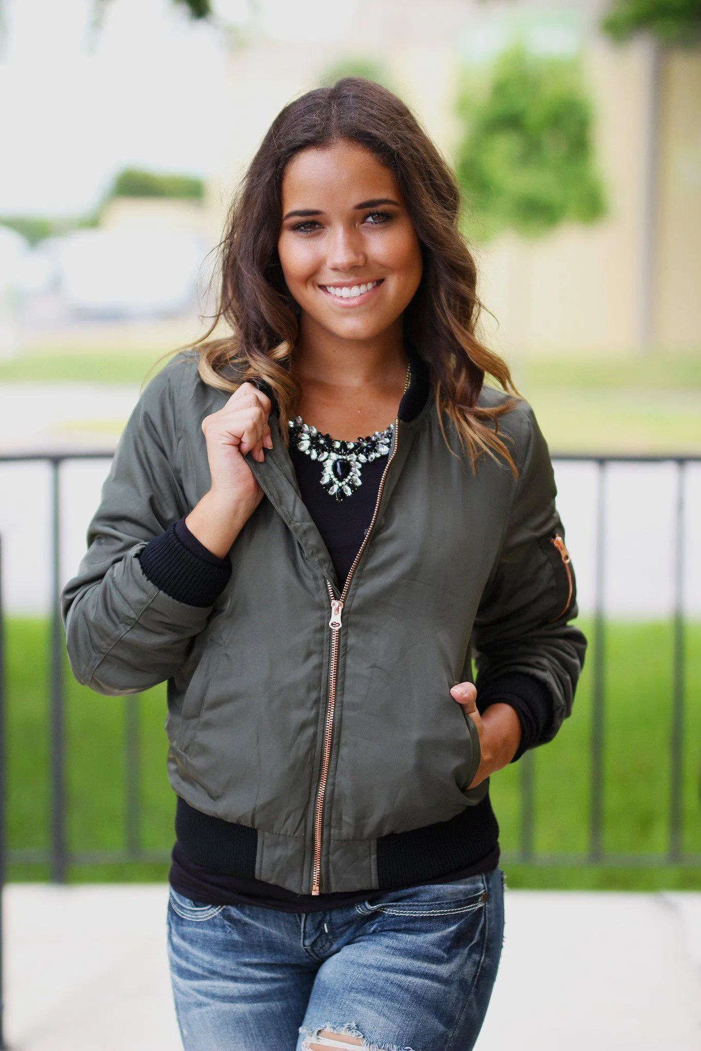 Olive Bomber Jacket