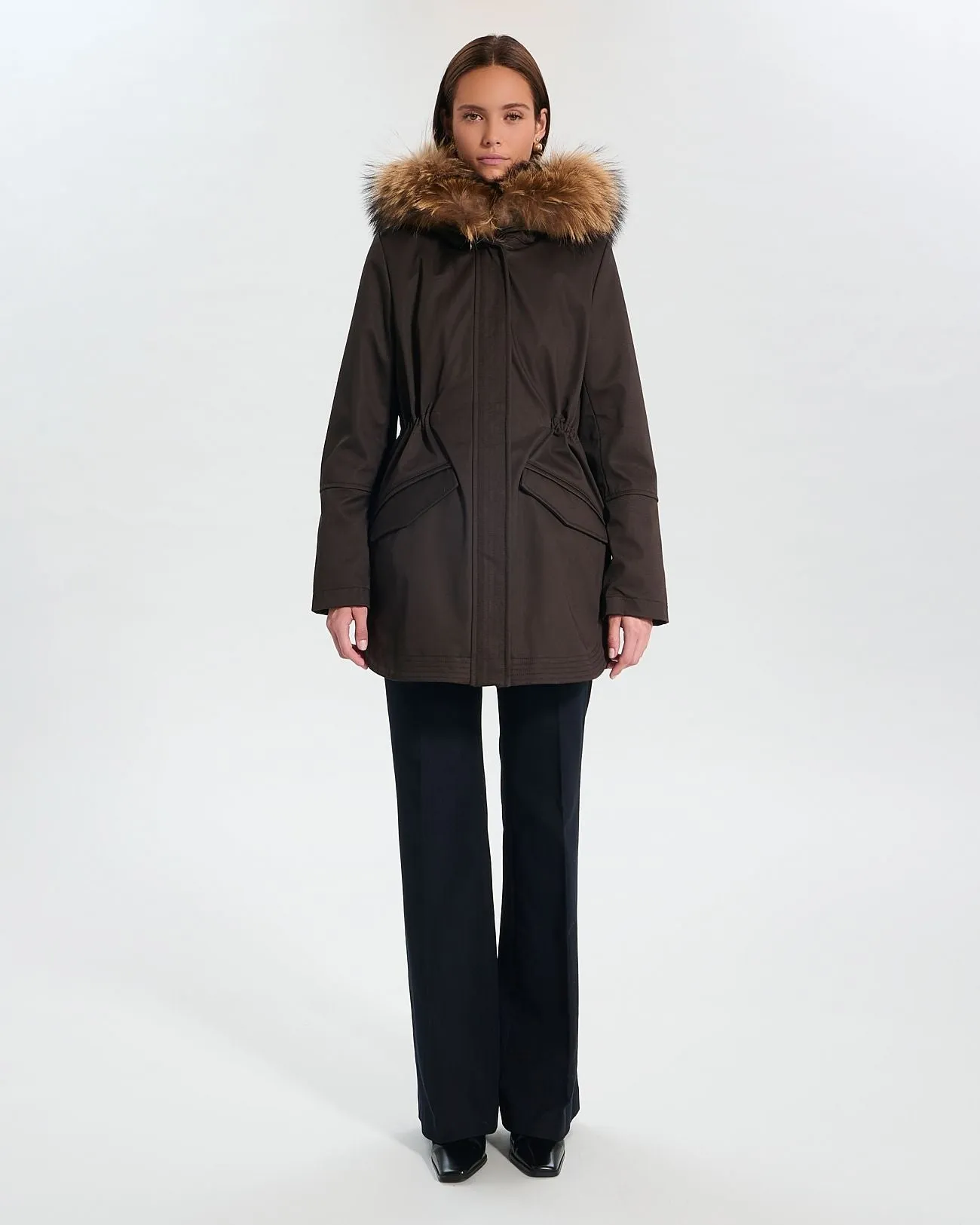 Parka Mi-Longue Chocolat