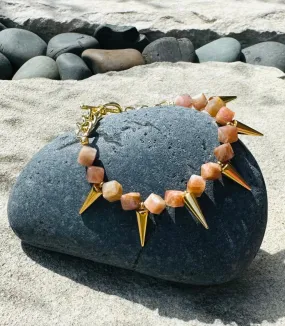 Peach Moonstone Long Spike Bracelet