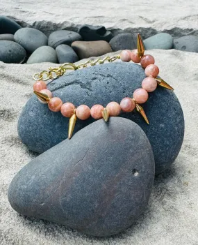 Peach Sandstone Long Spike Bracelet