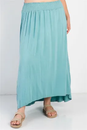 Plus Sage Smocked Waist Maxi Skirt