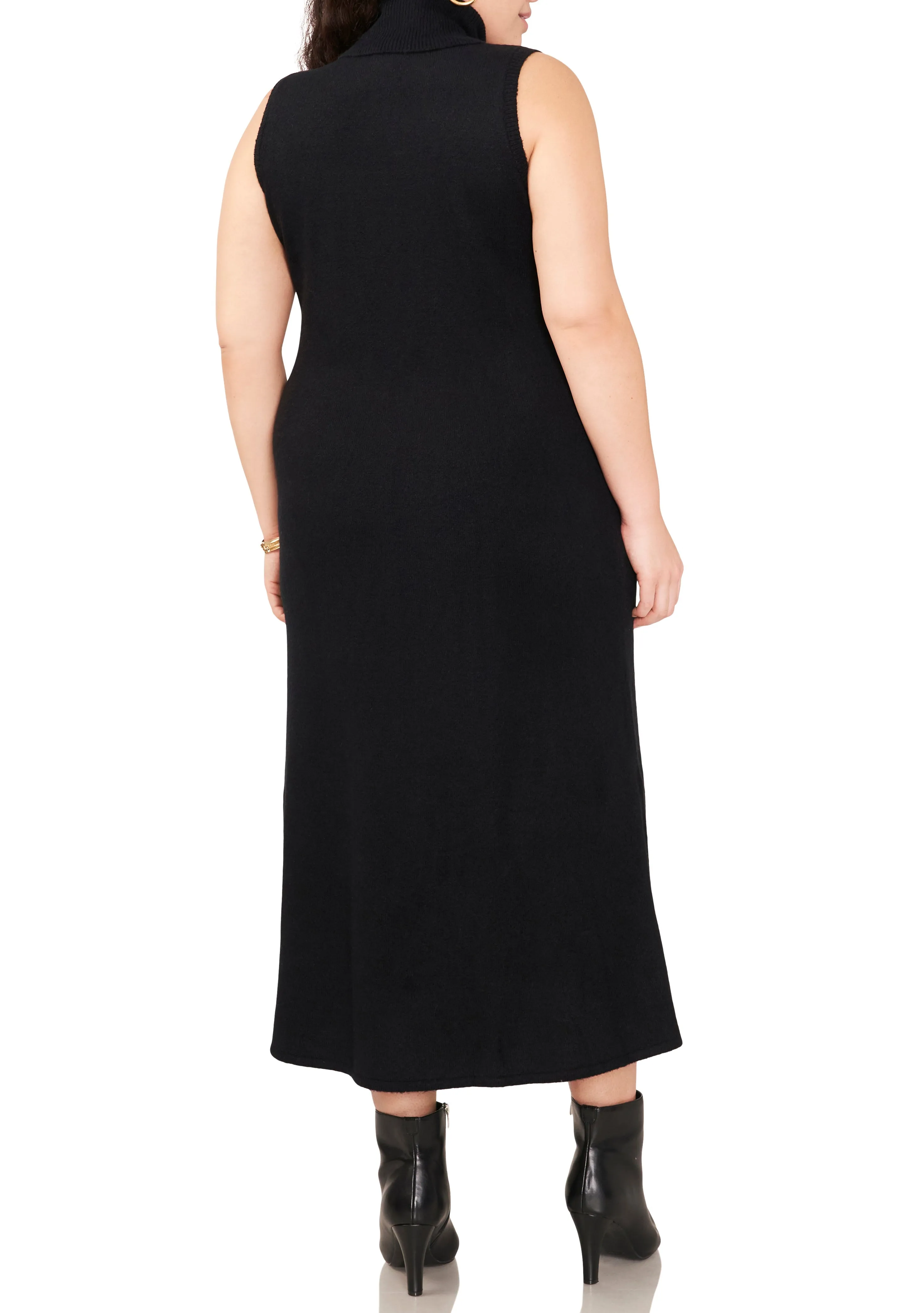 Plus-Size Sleeveless Turtleneck Sweater Dress