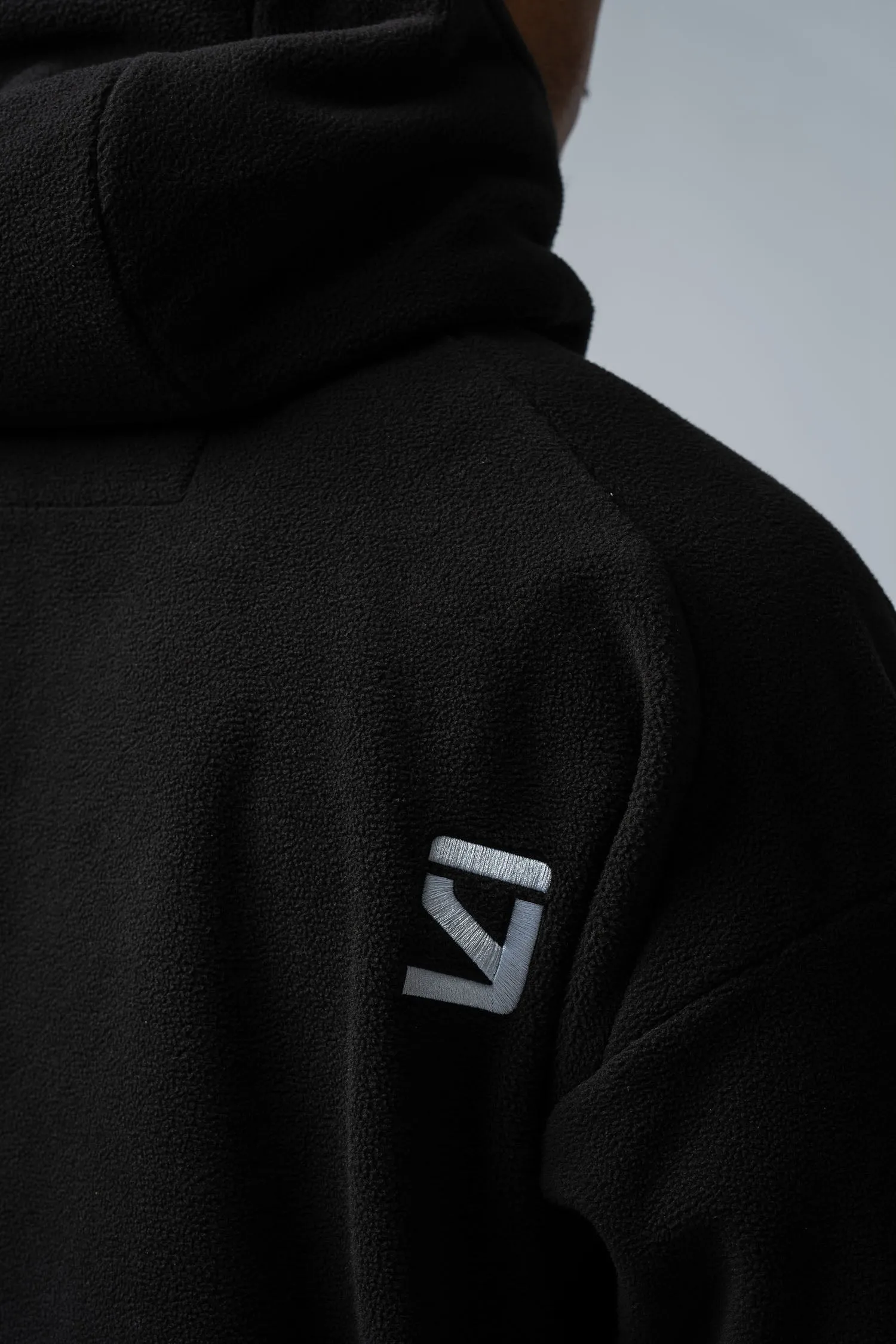 Polar Fleece Oversize Half-Zip Hoodie "Black"