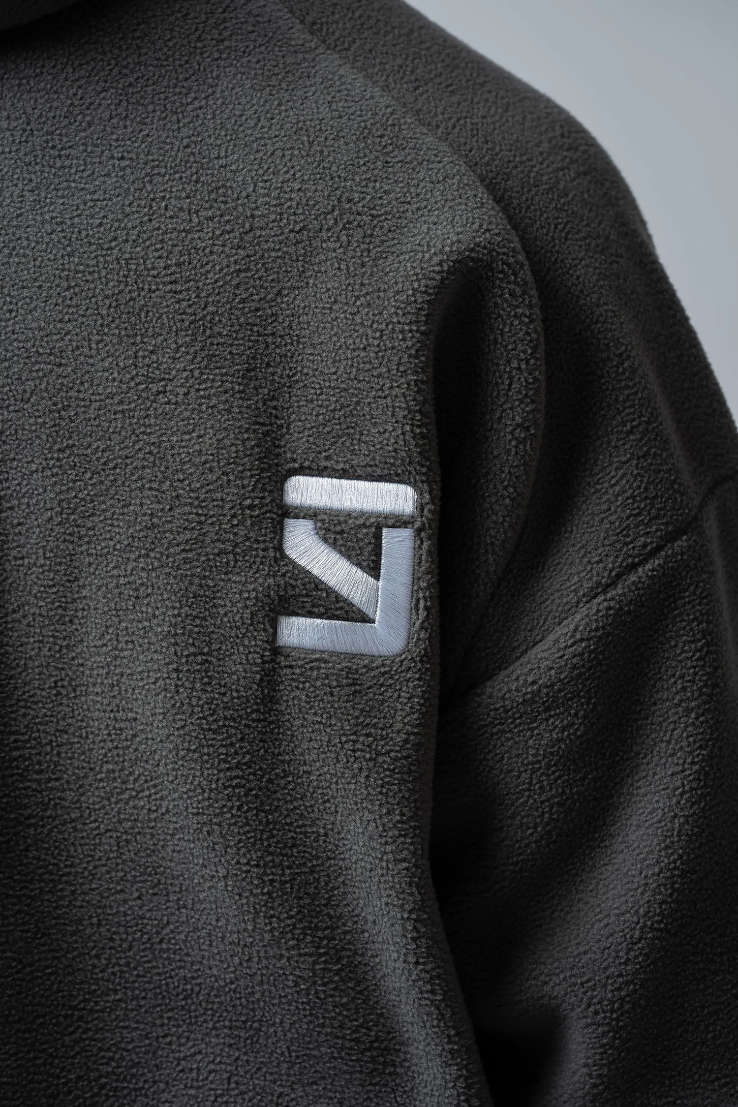 Polar Fleece Oversize Half-Zip Hoodie "Grey"