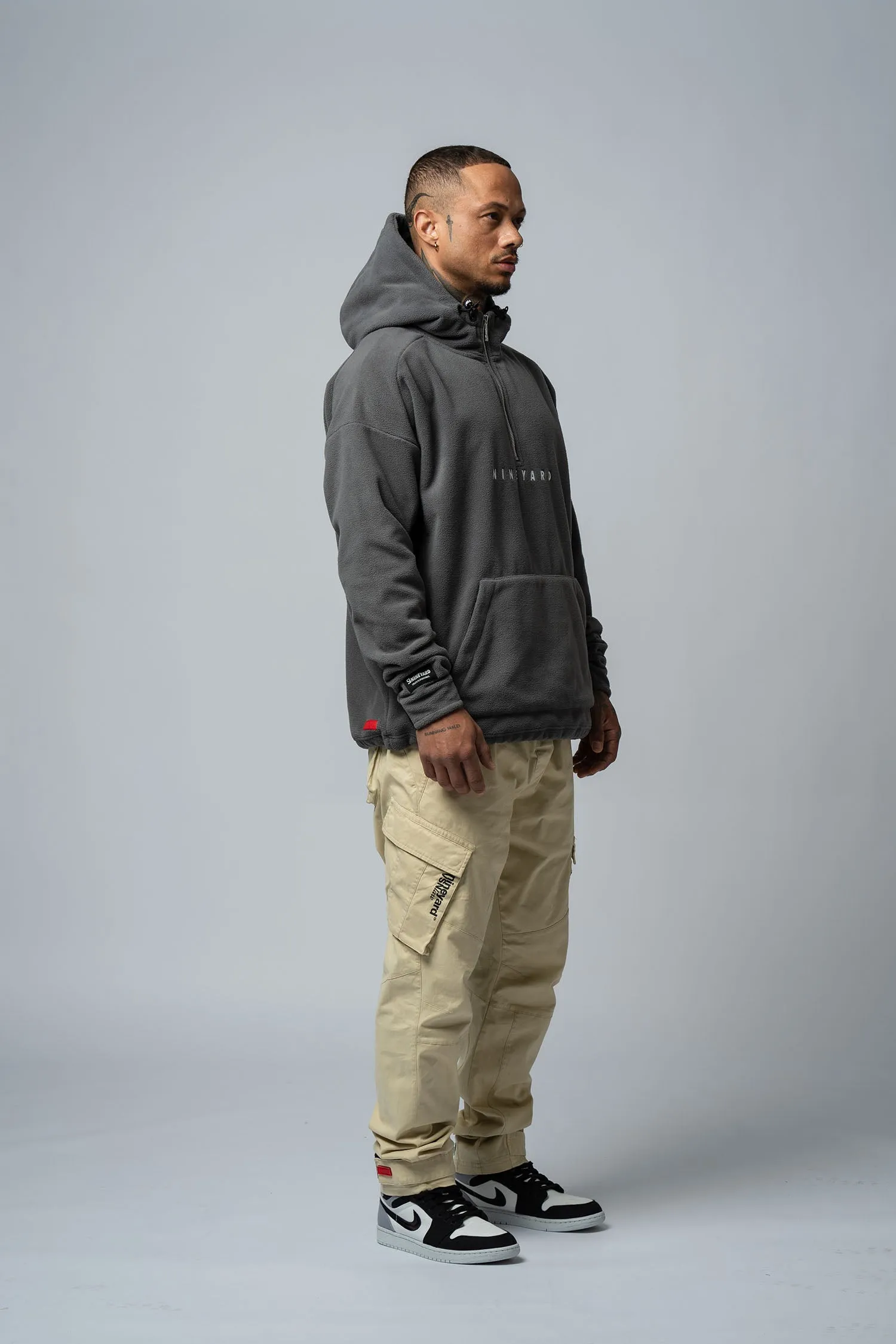 Polar Fleece Oversize Half-Zip Hoodie "Grey"