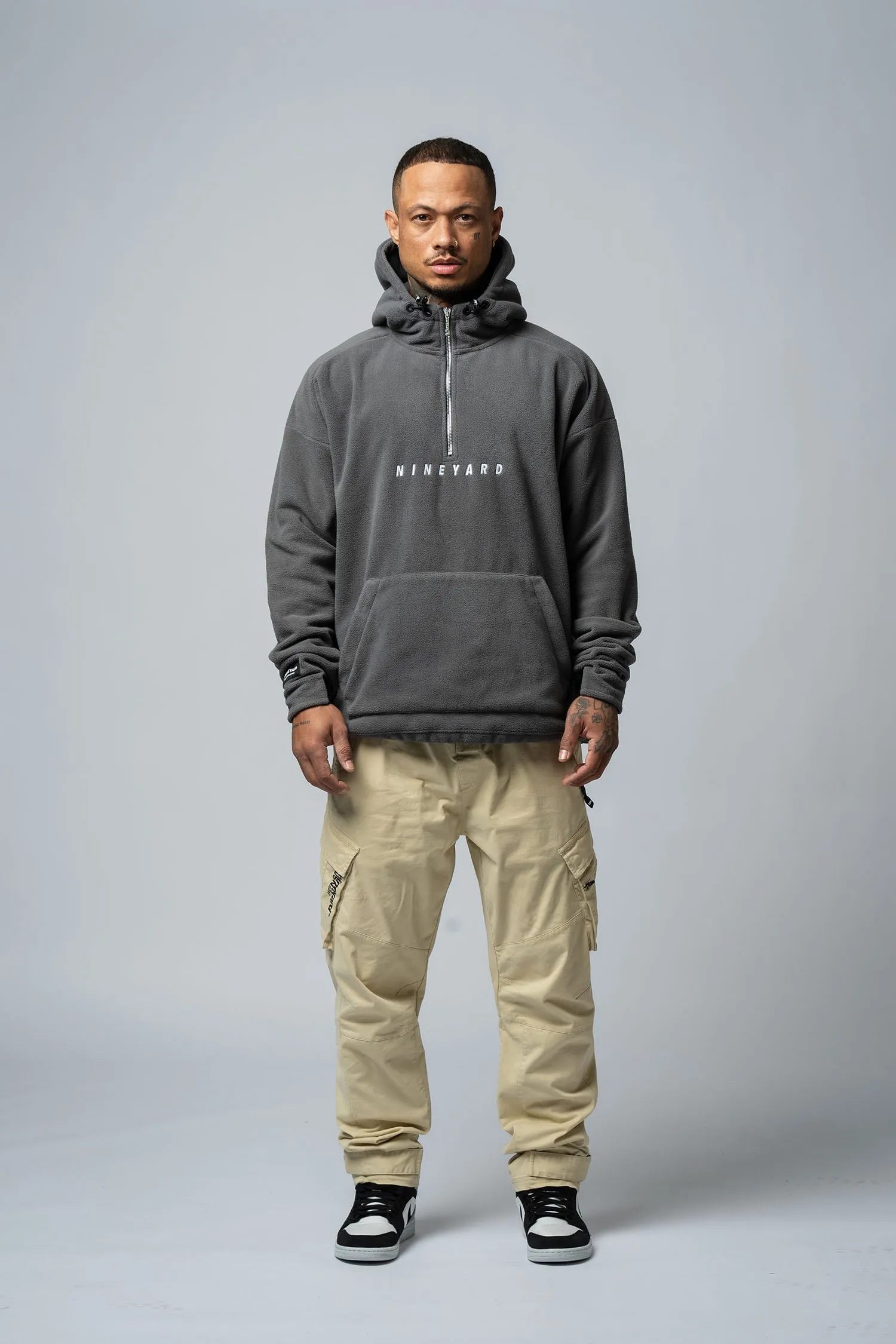 Polar Fleece Oversize Half-Zip Hoodie "Grey"