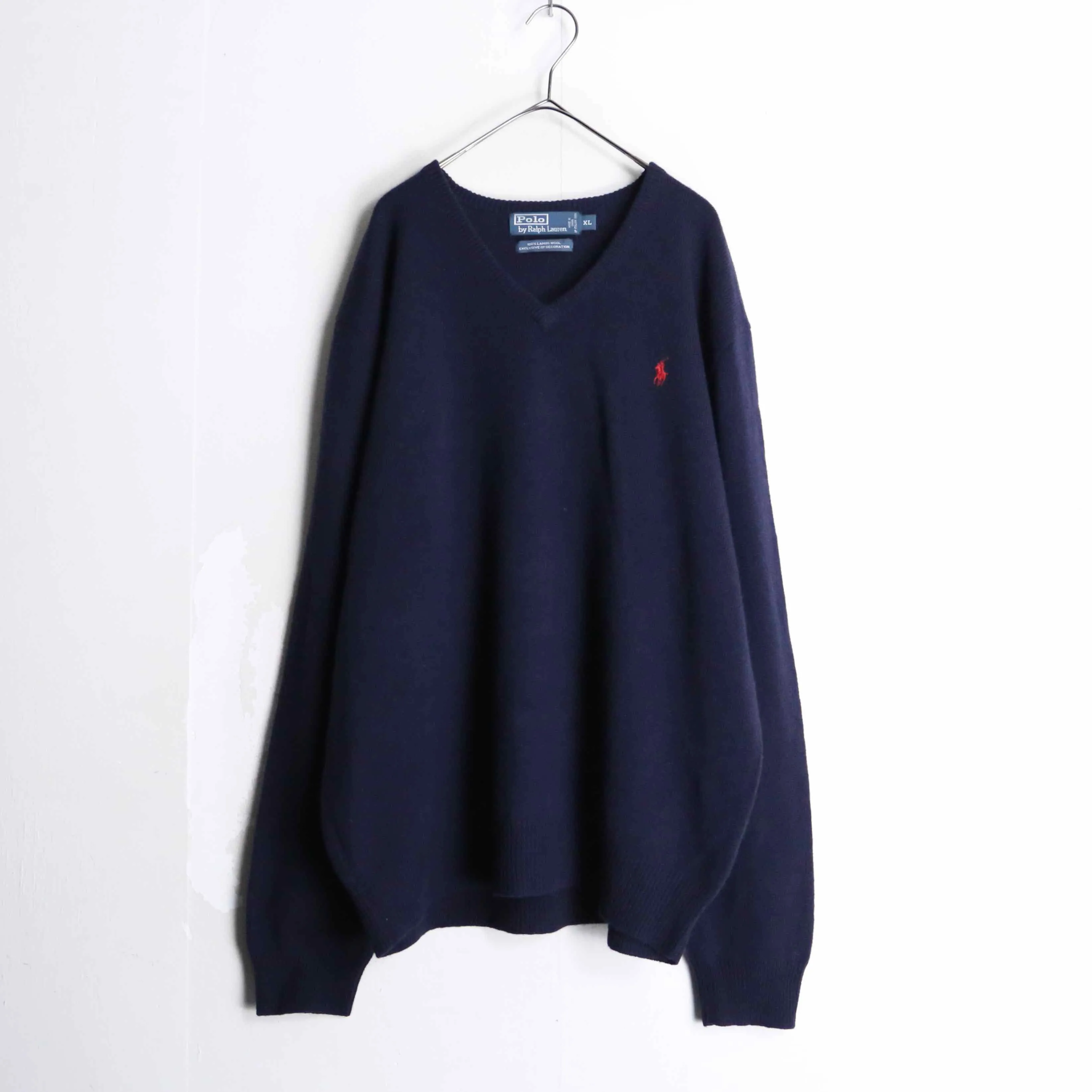 “Polo by Ralph Lauren” navy color V-neck knit sweater