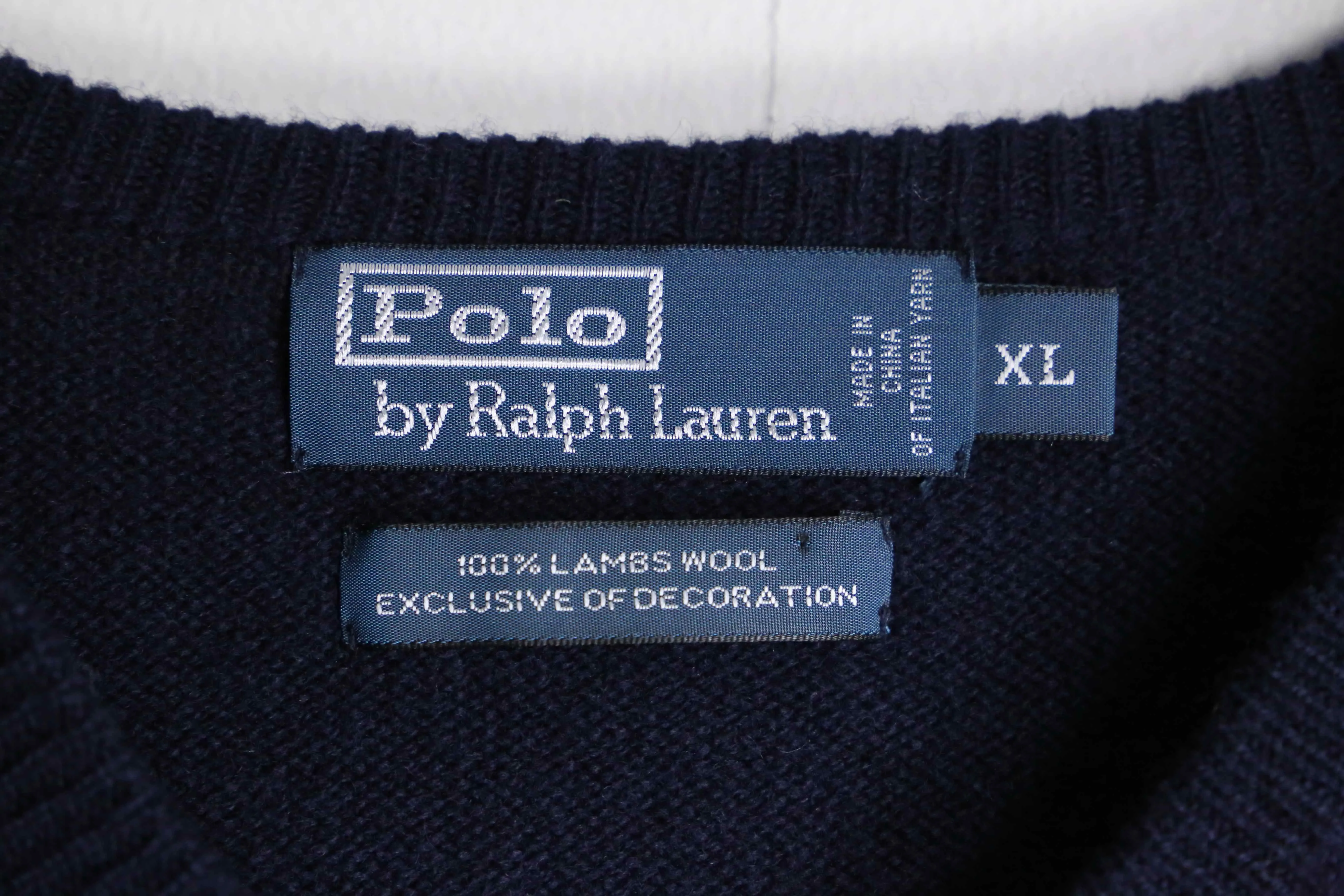 “Polo by Ralph Lauren” navy color V-neck knit sweater