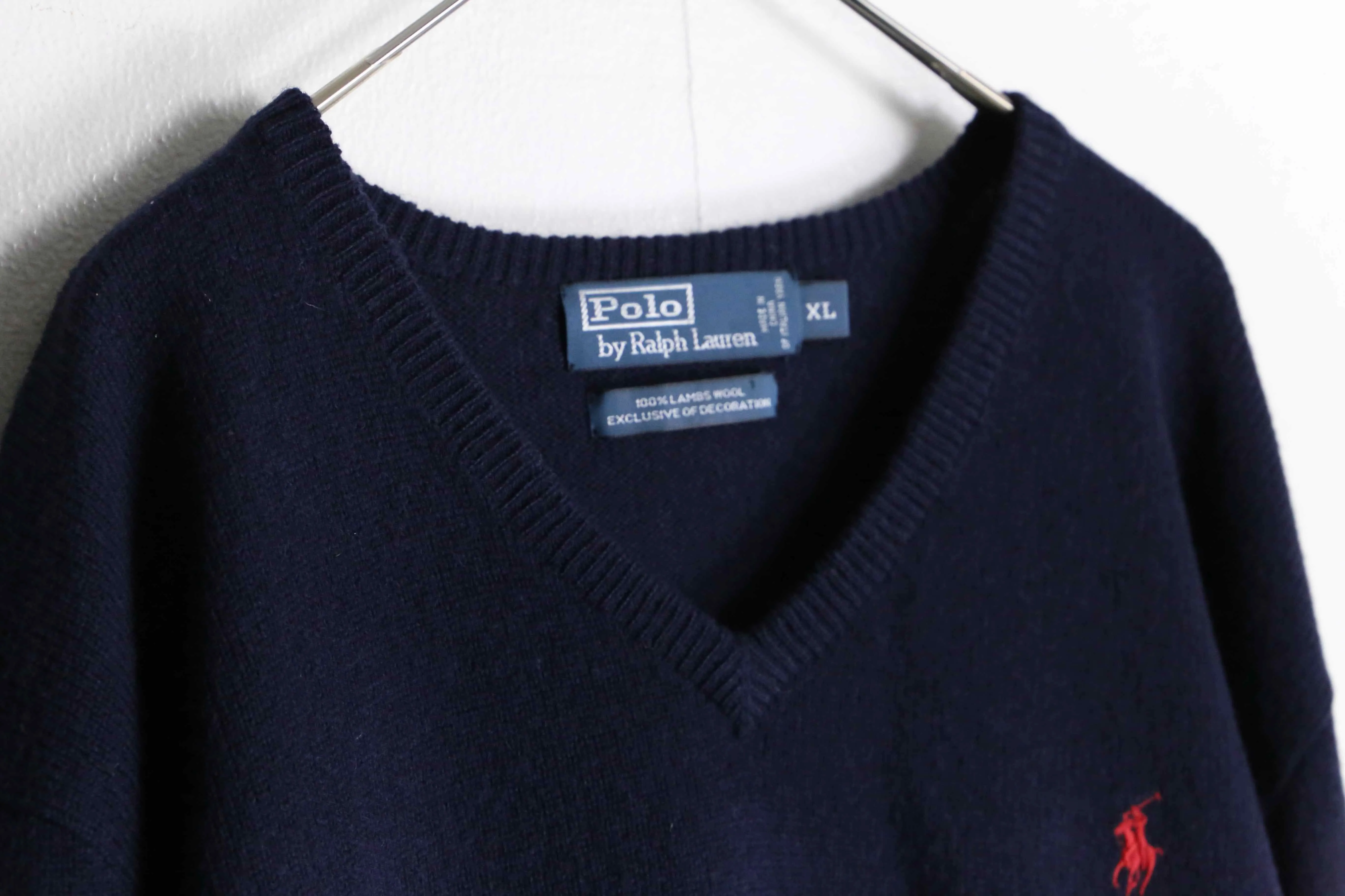 “Polo by Ralph Lauren” navy color V-neck knit sweater