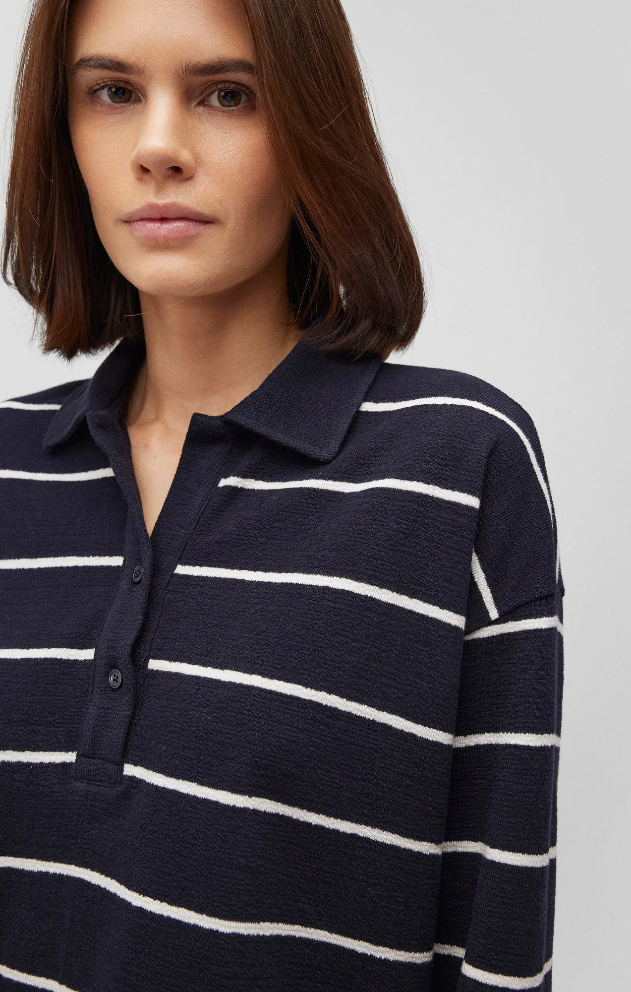 POLO SWEATER IN ANTIQUE WHITE STRIPE