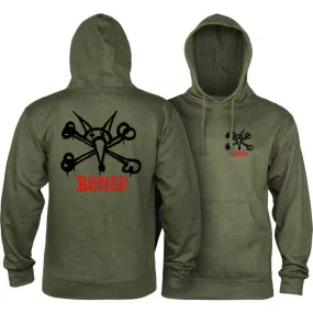 Powell Peralta Rat Bones Hooded Sweatshirt Mid Weight Army Heather