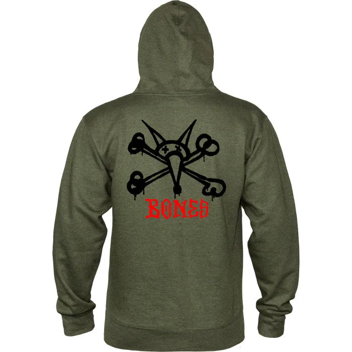 Powell Peralta Rat Bones Hooded Sweatshirt Mid Weight Army Heather