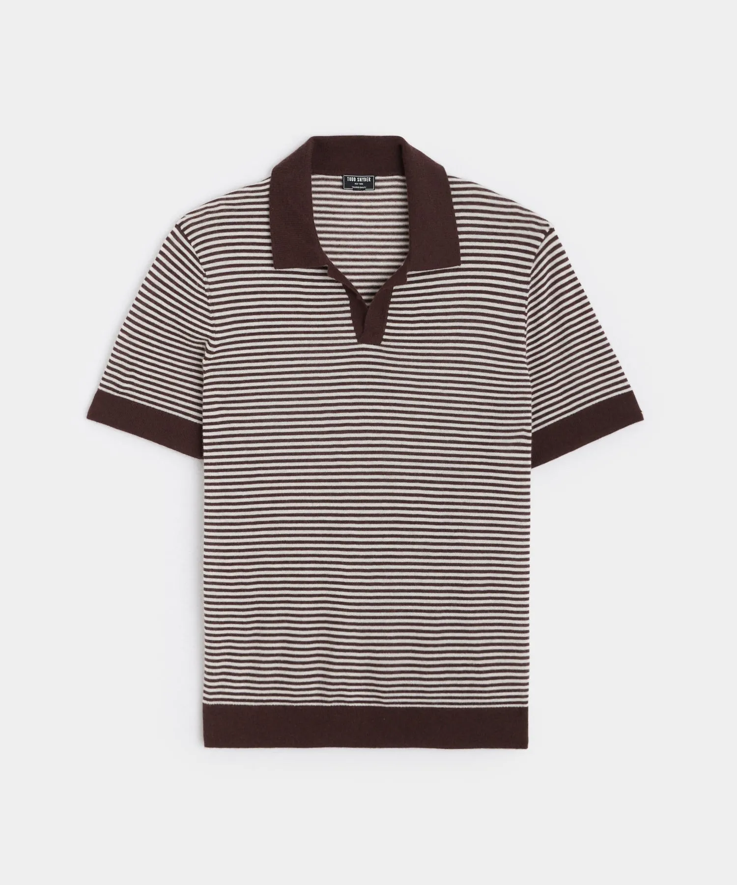 Premium Cashmere Montauk Polo in Umber Stripe