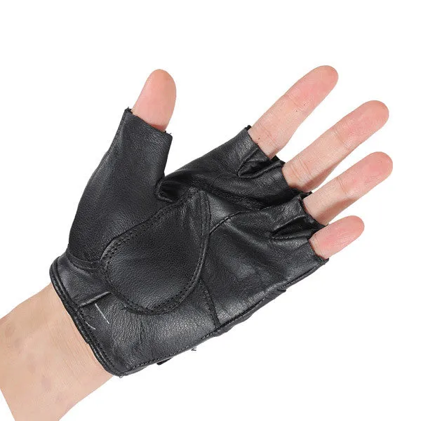 R66 1317 R66 Medium Black Cowhide Sport Half Finger Leather Gloves