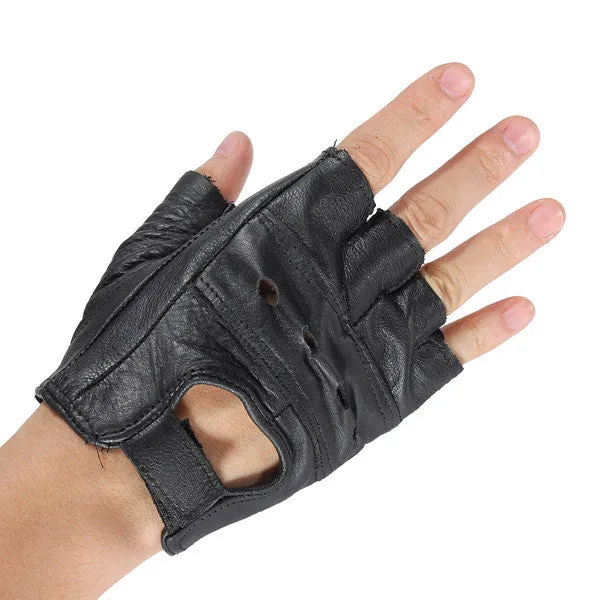 R66 1317 R66 Medium Black Cowhide Sport Half Finger Leather Gloves