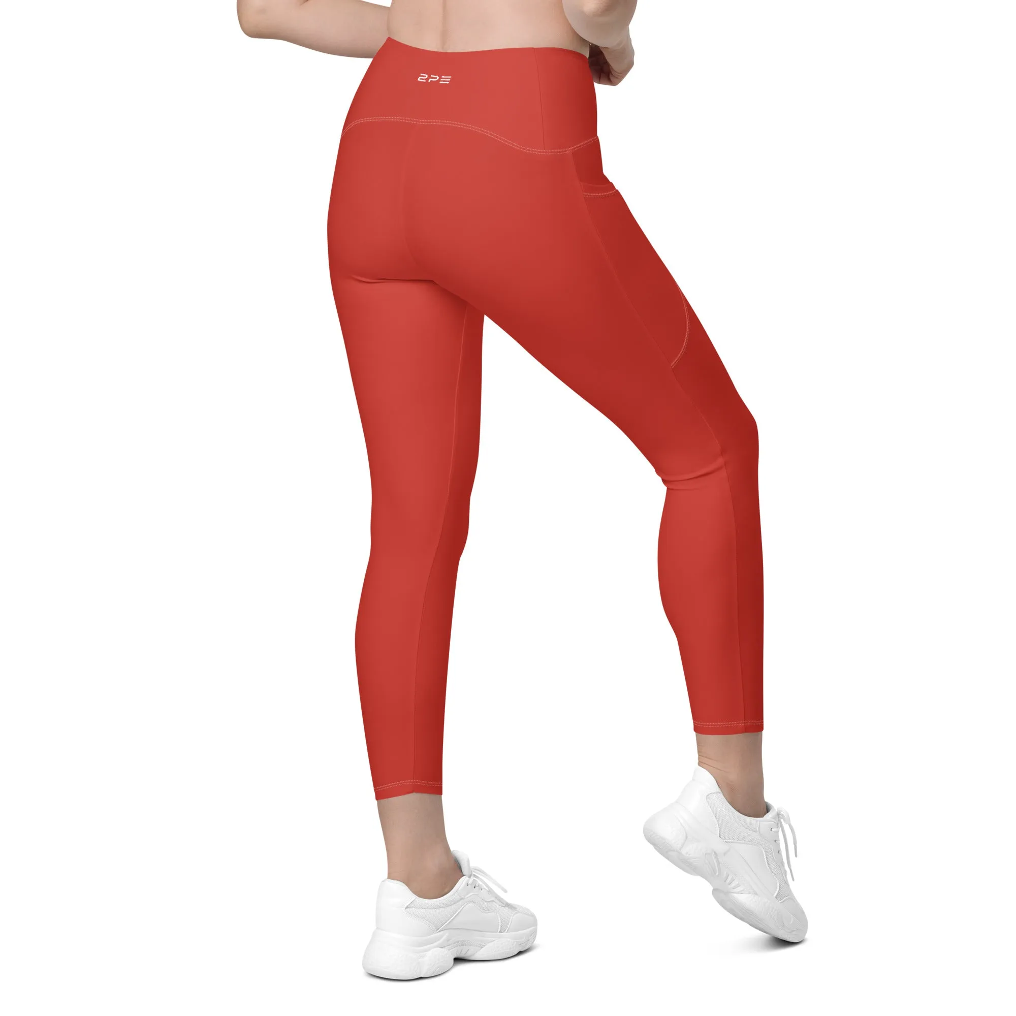 Red Recycled Leggings with pockets