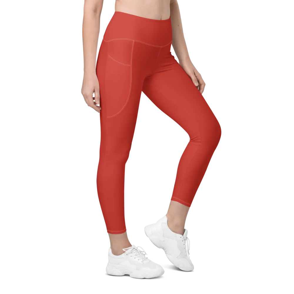 Red Recycled Leggings with pockets