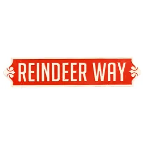 Red Reindeer Way Metal Sign