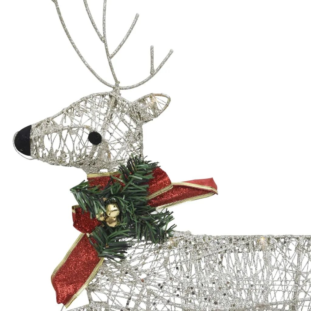 Reindeer & Sleigh Christmas Decoration 140 LEDs Outdoor Gold