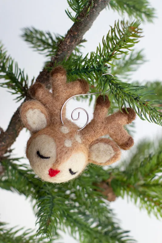 Reindeer Christmas Ornaments with Red Nose