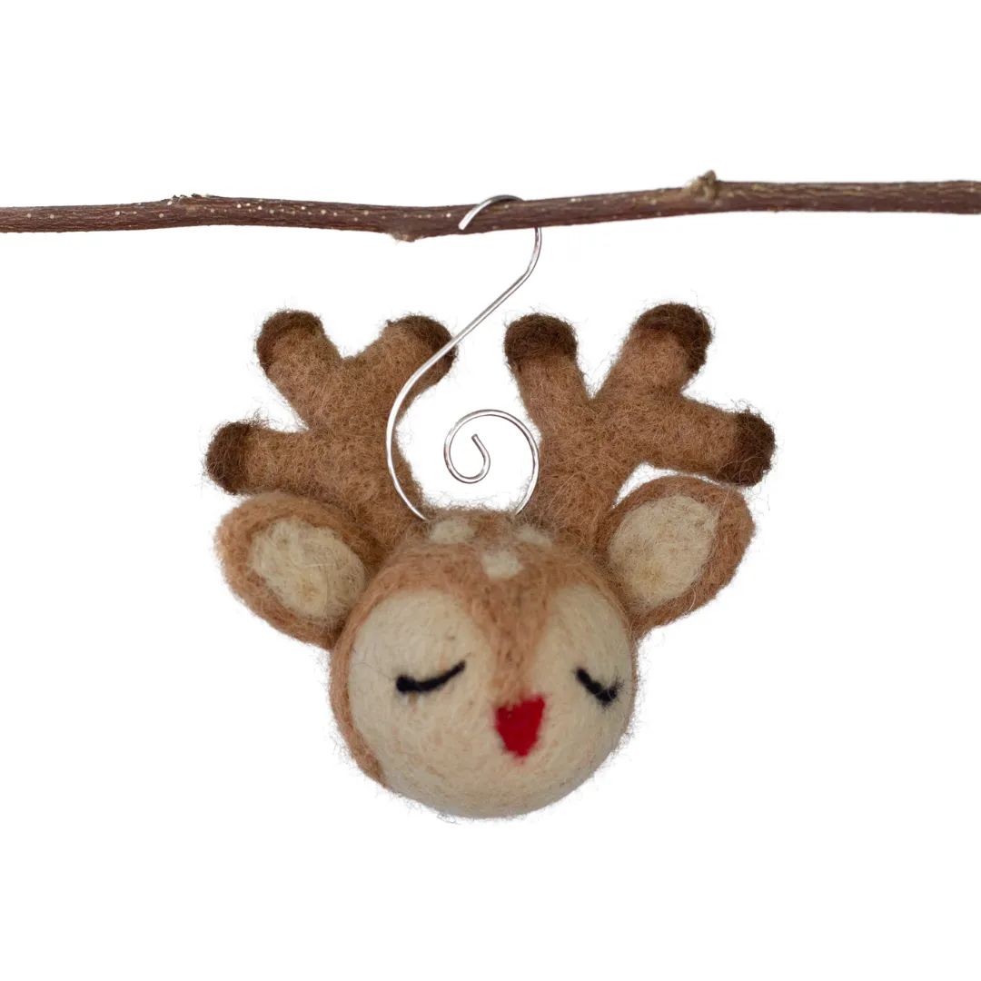 Reindeer Christmas Ornaments with Red Nose